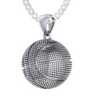 Men's Large 925 Sterling Silver Textured Basketball Sports Pendant Necklace, 18.