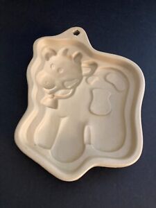 ACME Cookie Art Mold Cow Calf w/Bell Holstein Stoneware Farm Animal Cookie Mold