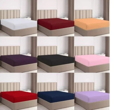 ENGLISH BOUTIQUE Extra Deep Fitted Sheet 100% Egyptian Cotton 200TC 40CM Extra Deep Pocket Sheet