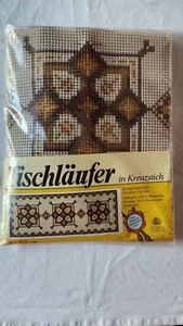 Vintage Cross Stich Table Runner - Square/Geometric Pattern 40 x 105cm (approx) - Picture 1 of 2