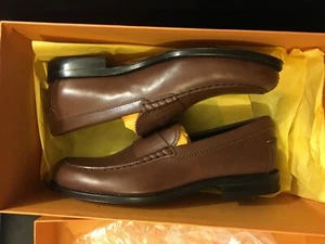 NUOVO MOCASSINO TOD'S MOCASSINO CUOIO PELLE PENNY MOGANO MARRONE SCARPA UOMO TAGLIA 7 - Foto 1 di 8