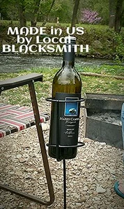 Estacas al aire libre para botella de vino / soporte para bebida 1 pieza hecho en casa en EE. UU. por herrero - Imagen 1 de 6