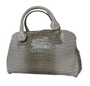 Bolso de Mano de Colección Jenrigo Croc Cuero Taupe Repujado Hecho en Italia Talla Mediana - Imagen 1 de 15