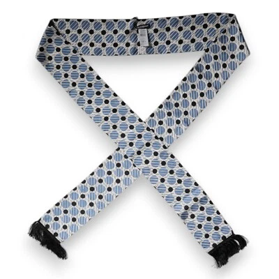 Шарф DOLCE & GABBANA белый синий в горошек шелковый узкий 263 см x 12 см 750usd - Изображение 1 из 4
