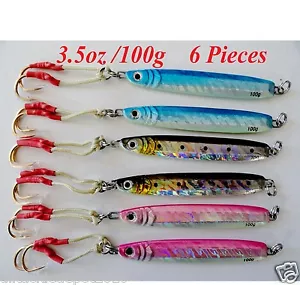 Qty 6 Knife Jigs 3.5oz/100g Vertical Butterfly Saltwater Fish Lures 3 Colors x 2 - Picture 1 of 4