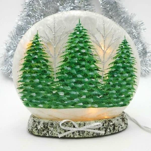 Stony Creek Decorative Glass Light Evergreen Forest and Glitter 7" Saucer SDT73B - Picture 1 of 13