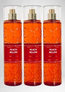 3 BATH & BODY WORKS PEACH BELLINI FRAGRANCE MIST BODY SPRAY 8 OZ PROSECCO ORANGE - Picture 1 of 4