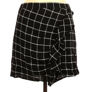 Madewell Women's Black White Plaid Ruffle Mini Casual Skirt, Sz 6 - Picture 1 of 3
