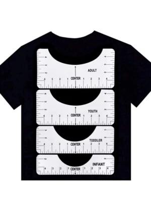 T-Shirt Ruler Guide, Alignment Tools with Clothing Size Chart, 4 Rulers Included