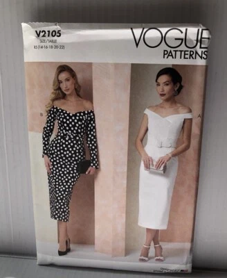 Vogue Sewing Patterns V2105 Misses Dress  with belt Patterns Sizes 14- 22 uncut - Image 1 of 2