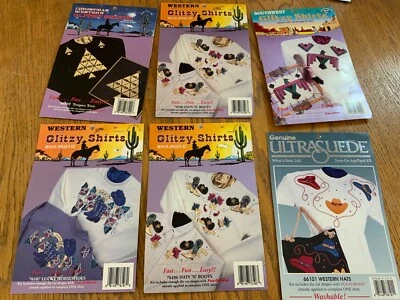 Lote de 6 kits de apliques de ferro 5 camisas brilhantes e 1 ultracamurça WESTERN COWBOY - Imagem 1 de 4
