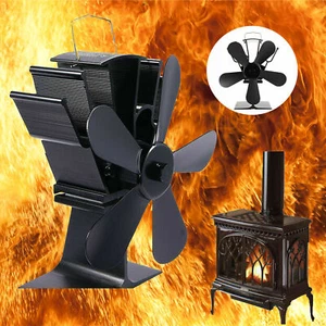 5 Blades Heat Self-Powered Wood Stove Fan Top Burner Fireplace Silent Ecofan US - Picture 1 of 12