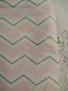 Pink & Gold Chevrons by BROTHER SISTER DESIGN STUDIO 1 Yd 32" PLUS TAIL x 44" - Picture 1 of 4