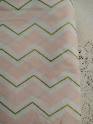 Pink & Gold Chevrons by BROTHER SISTER DESIGN STUDIO 1 Yd 32" PLUS TAIL x 44" - Image 1 of 4