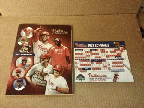PHILLIES 2021 YEARBOOK & 2022 MAGNET MAGNETIC SCHEDULE Bryce Harper 2021 MVP SGA Cover