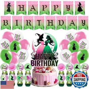 Wicked Party Decorations, Witch Movie Theme Birthday Banner Cupcake Toppers C - Picture 1 of 5