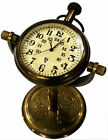 Marine Maritime Antique Brass Desk Clock Nautical Pocket Watch Collectible Item