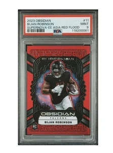 Bijan Robinson PSA 9 2023 Obsidian - Supernova #11 E/E Asia Red Flood RC Falcons - Picture 1 of 2