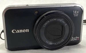 Canon PowerShot SX210 IS Digital Camera 14X Optical Zoom Black Dented READ - Picture 1 of 14