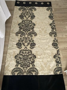 Montgomery Damask Curtains W192cm x D216cm Black | Oatmeal | Cream - Picture 1 of 7
