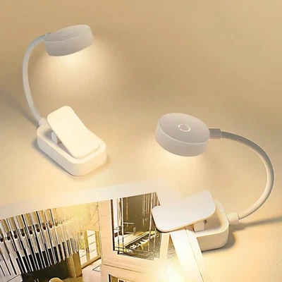 Clip On Book Reading Lamp USB Rechargeable & Battery Flexible Dimmable Study - image 1 of 4