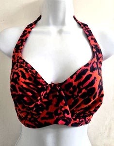 POUR MOI Animal Print Bikini Swim Top; Orange/Blue/Pink; 1 Pc Underwire Sz UK34F - Picture 1 of 24
