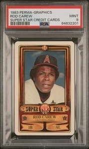 🔥1983 PERMA-GRAPHICS SUPER STAR CREDIT CARDS ROD CAREW HOF PSA 9 ANGELS 🔥🏟 - Picture 1 of 3