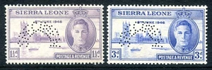 Sierra Leone 1946 Victory set unm. mint perforated SPECIMEN slight faults on one - Imagen 1 de 1