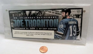 NHL San Jose Sharks.JOE THORNTON commemorative Ticket.Jersey Retirement.card.19 - Picture 1 of 3