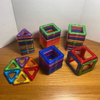 Magformers Bundle Of 65 Rainbow Magnetic Tiles Building Toy Mostly Square - Image 1 of 4