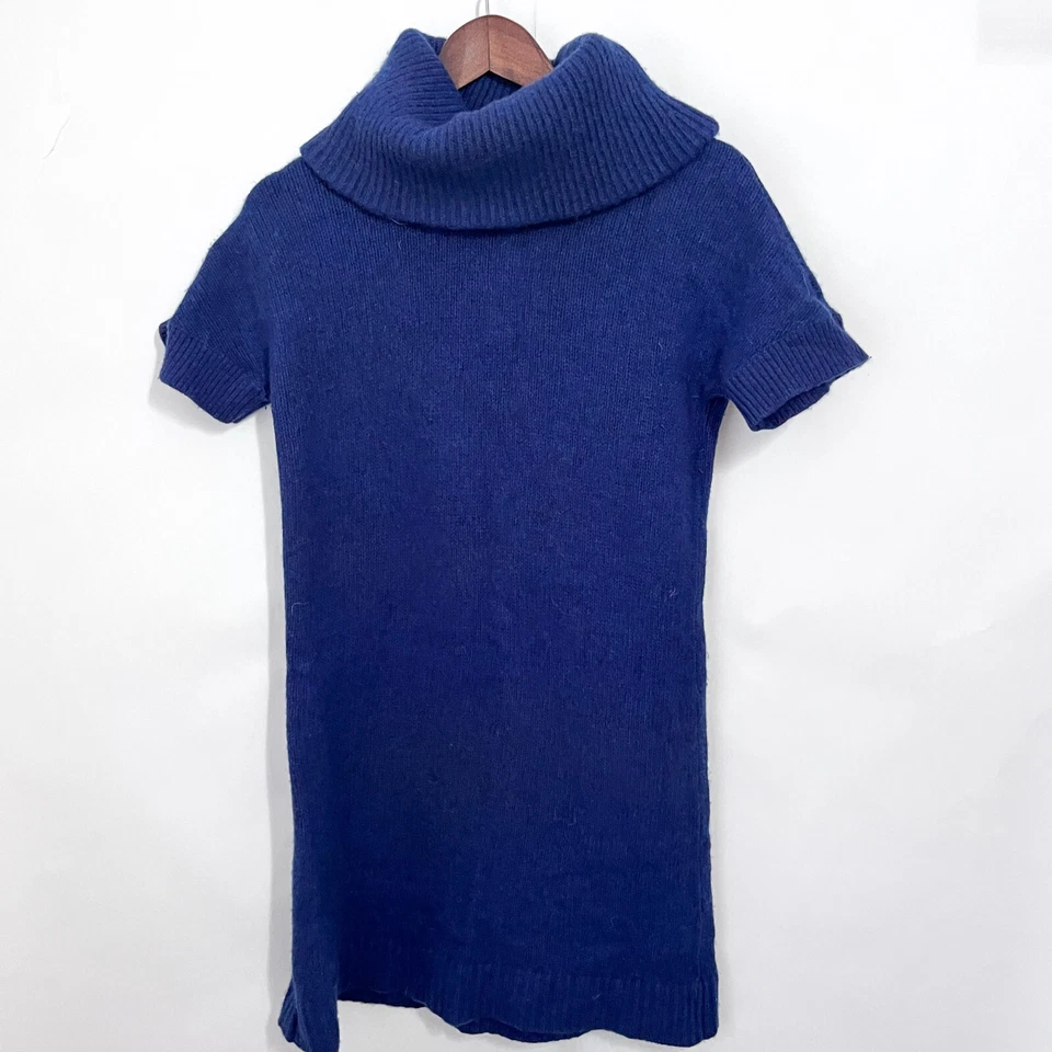 Vestido Suéter LL Bean Signature Para Mujer Talla Mediana Capucha Cuello Grueso Lana Azul Foto 1 de 4