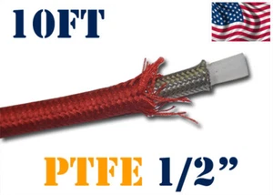 1/2" 12MM NYLON STAINLESS STEEL PTFE ETHANOL FUEL HOSE LINE 10FT RED - Picture 1 of 2