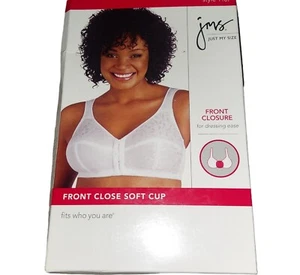 New JMS Just My Size Front Close Soft Cup Bra 44D White US3 - Picture 1 of 3