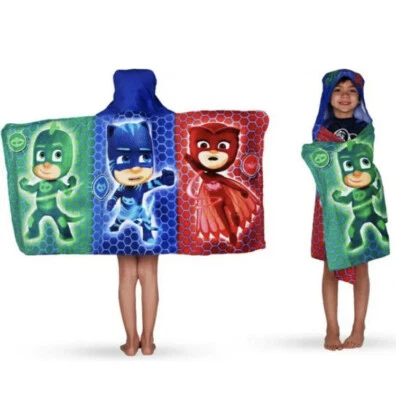 PJ Ma$ks Kids Cotton Bath and Beach Hooded Towel Wrap, Blue 24”x50” — 第 1/4 张图片