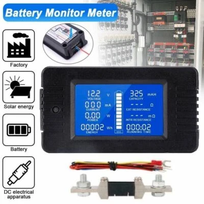 50A-300A LCD Display DC Battery Monitor Meter 0-200V Volt Amp Cars Solar System - image 1 of 4