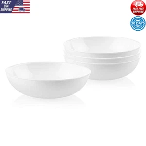 9-1/4" Glass Meal Bowls Set 4 Durable Stackable Microwave Dishwasher Safe New - Picture 1 of 3