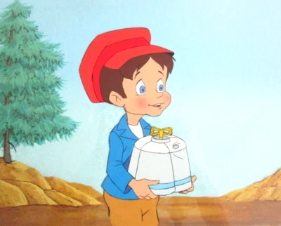 PINNOCHIO 1987 FILMATION hat ORIGINAL PRODUCTION CEL and PRODUCTION BACKGROUND - Image 1 of 2