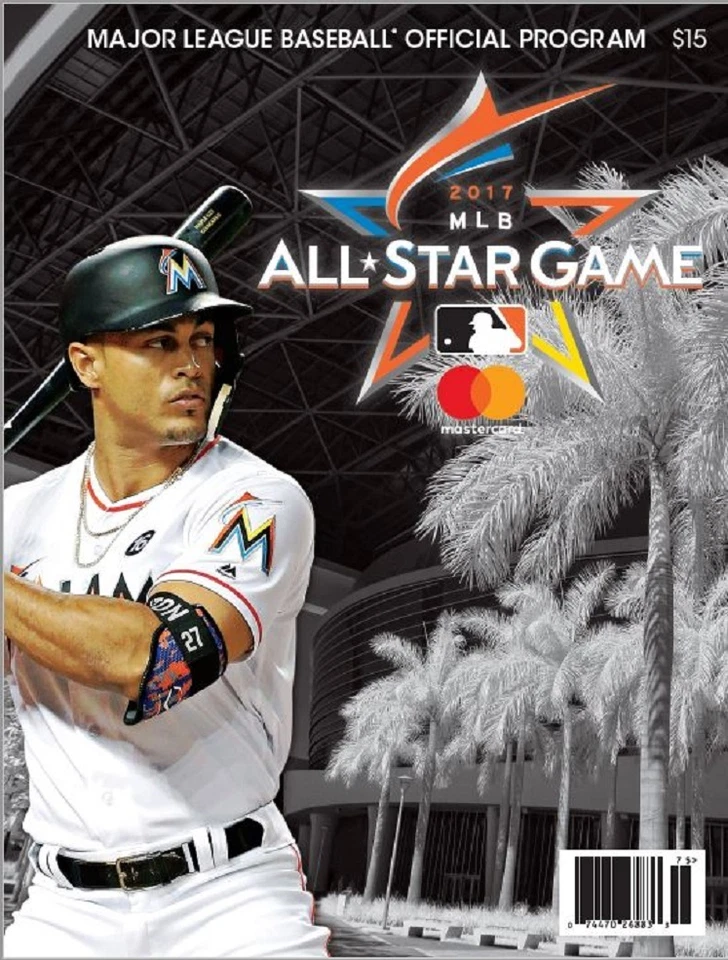 2017 ALL STAR GAME PLAYER PROGRAM MLB MARLINS STANTON OFFICIAL W/ ASG LINE-UPS - Image 1 of 1
