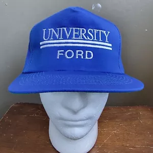 Vintage Rare University Ford Motors Snapback Trucker Hat Blue - Picture 1 of 10