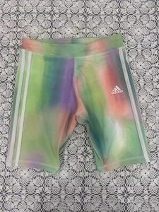 Adidas Girls Aeroready Bike Shorts Purple Pink Yellow Green Size XL 16 - Picture 1 of 7