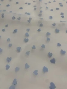 Fabric Light Blue Chiffon With Heart Design 2yards By 53 Inches White - Picture 1 of 5