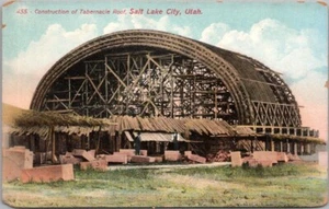 Postal de Salt Lake City, Utah de la década de 1910 "Construcción del techo del tabernáculo" Iglesia SUD - Imagen 1 de 2