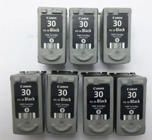 Canon 30 Black PG-30 Genuine EMPTY Ink Cartridge Lot Of 7 Used VGC - Afbeelding 1 van 3