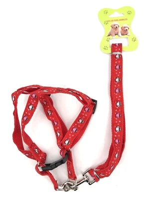 Dog Harness and Leash Red Adjustable 'Owl Theme' For Medium Size Dogs - Image 1 of 4