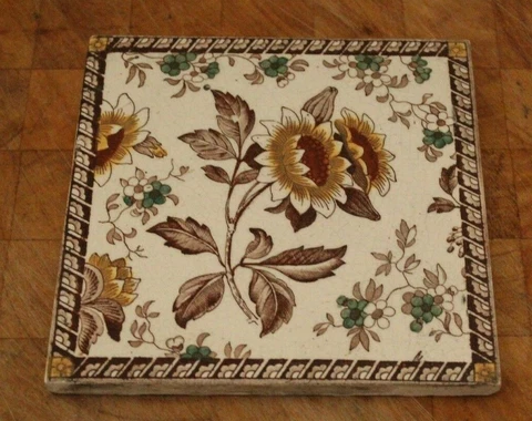 pretty aesthetic english colourful antique floral flowers TILE Cover