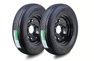 2 Rockman Trailer Tire Assembly ST225/75R15 10-Ply Black Mod Rim 6 Lug on 5.5" - Picture 1 of 1