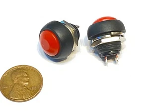 2 Pieces 2x RED small N/O Momentary 12mm push button Switch round 12v on off A3 - Picture 1 of 1