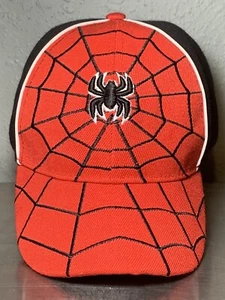 Spiderman Adjustable Strap Cap Black & Red With Embroidered Spider & Web Logo - Picture 1 of 9