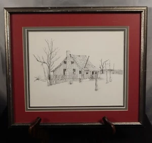Billy Hicks Pencil Drawing "Morales Ranch" 1973 Texas Artist. - Picture 1 of 3