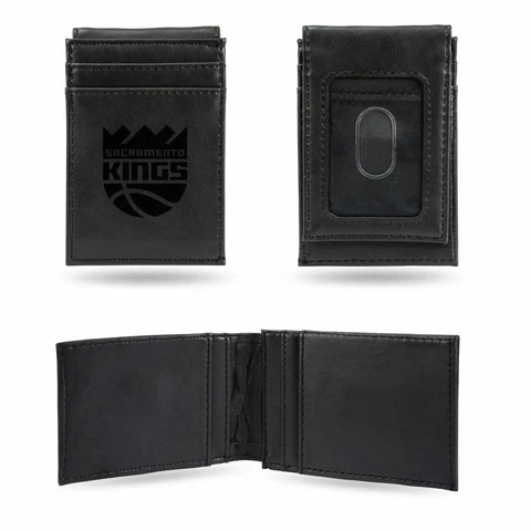 Sacramento Kings NBA Laser Engraved Black Front Pocket Wallet/Money Clip Cover